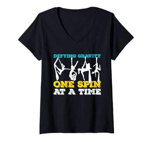 Damen Defying Gravity One Spin at A Time Funny Aerial Yoga T-Shirt mit V-Ausschnitt Damen Defying Gravity One Spin at A Time Funny Aerial Yoga T-Shirt mit V-Ausschnitt von Aerial Silks Yoga Luftakrobatik Luftakrobat