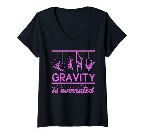 Damen Gravity is Overrated Aerial Hoop Acrobats Dancer T-Shirt mit V-Ausschnitt Damen Gravity is Overrated Aerial Hoop Acrobats Dancer T-Shirt mit V-Ausschnitt von Aerial Silks Yoga Luftakrobatik Luftakrobat