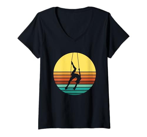 Damen Retro Luftakrobtik Turnen Gymnastik T-Shirt mit V-Ausschnitt Damen Retro Luftakrobtik Turnen Gymnastik T-Shirt mit V-Ausschnitt von Aerial Silks Yoga Luftakrobatik Luftakrobat