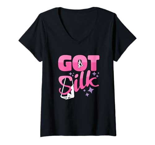 Damen Luftgymnastik - Got Silk - Aerial Silk Dancer T-Shirt mit V-Ausschnitt von Aerial Yoga Gifts for Aerial Silks Gymnasts