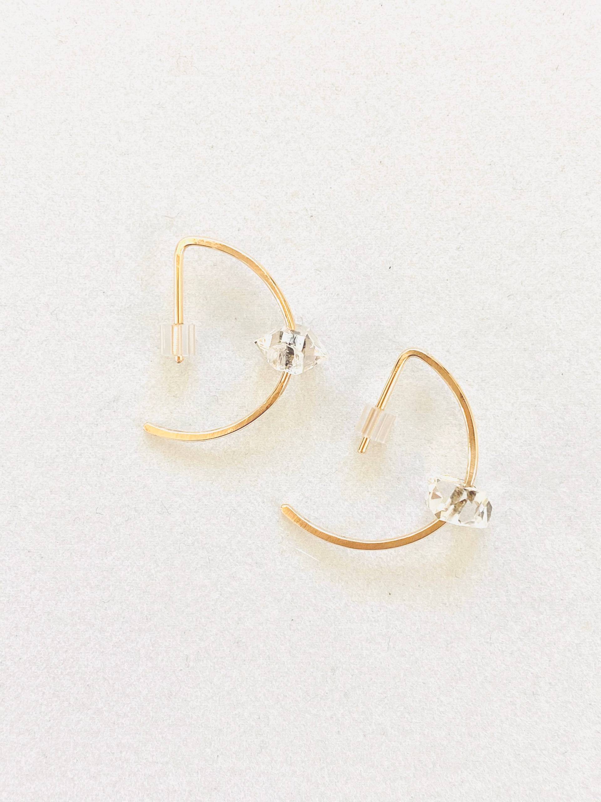 Herkimer Diamant Threader Creolen 14Kt Gold Filled Ohrhänger von AerlumeJewelry