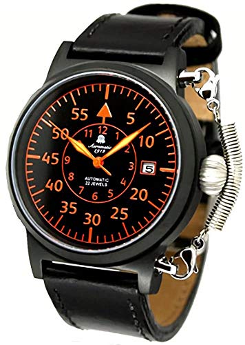 Aeromatic Deutscher Pilot Automatikuhr Spezialfeder Krone Safe System Vintage Design Modell A1332, Schwarz , Large, Riemen Aeromatic Deutscher Pilot Automatikuhr Spezialfeder Krone Safe System Vintage Design Modell A1332, Schwarz , Large, Riemen von Aeromatic 1912
