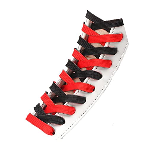 Aeromdale Zweifarbige Flache Schnürsenkel Turnschuhe Canvas Schnürsenkel Kreative Schnürsenkel Sportschnürsenkel Unisex 8mm Schuhe Saiten für Kinder Erwachsene - H - 140cm von Aeromdale