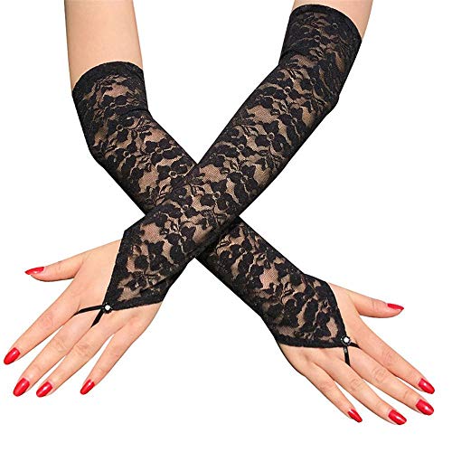 Aeromdale Dress Accessories Damen Handschuhe mit Spitze, Schwarz / Weiß, 1 Paar von Aeromdale