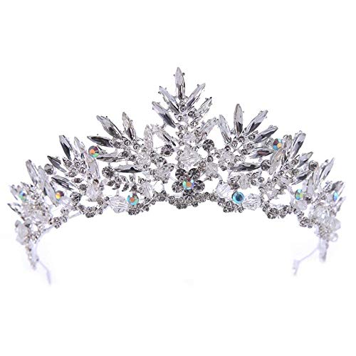 Aeromdale Elegantes Diadem mit Kristallen, für Hochzeit, Abschlussball, Brautschmuck, Haarschmuck, Party-Dekoration, Weiß von Aeromdale