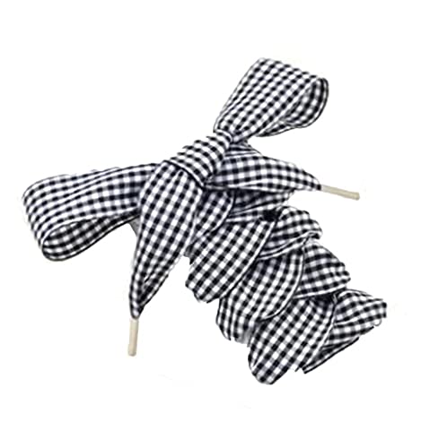 Aeromdale Karierte Flache Schnürsenkel Turnschuhe Canvas Karierte Schnürsenkel Kreative Schnürsenkel Sportschnürsenkel Unisex 2,5 cm Schuhe Schnüre für Kinder Erwachsene - B - 80cm von Aeromdale