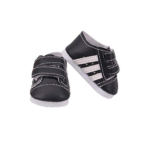 Aeromdale Puppenschuhe Gestreifte Sneakers Casual Lazy Schuhe für 18 Zoll American Doll Mädchen 43 cm Puppe - Schwarz - 1 Paar von Aeromdale