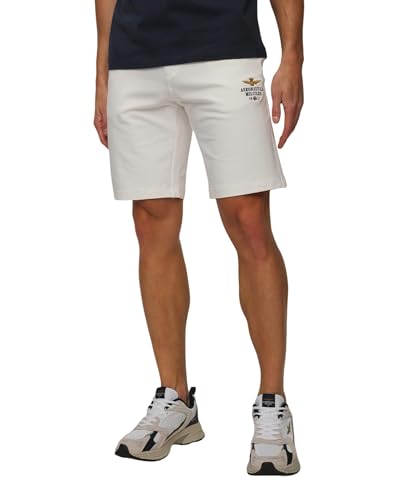 Aeronautica Militare Bermuda Herren BF017 Shorts aus Sweatshirt mit Kordelzug, Weiß, S Aeronautica Militare Bermuda Herren BF017 Shorts aus Sweatshirt mit Kordelzug, Weiß, S von Aeronautica Militare