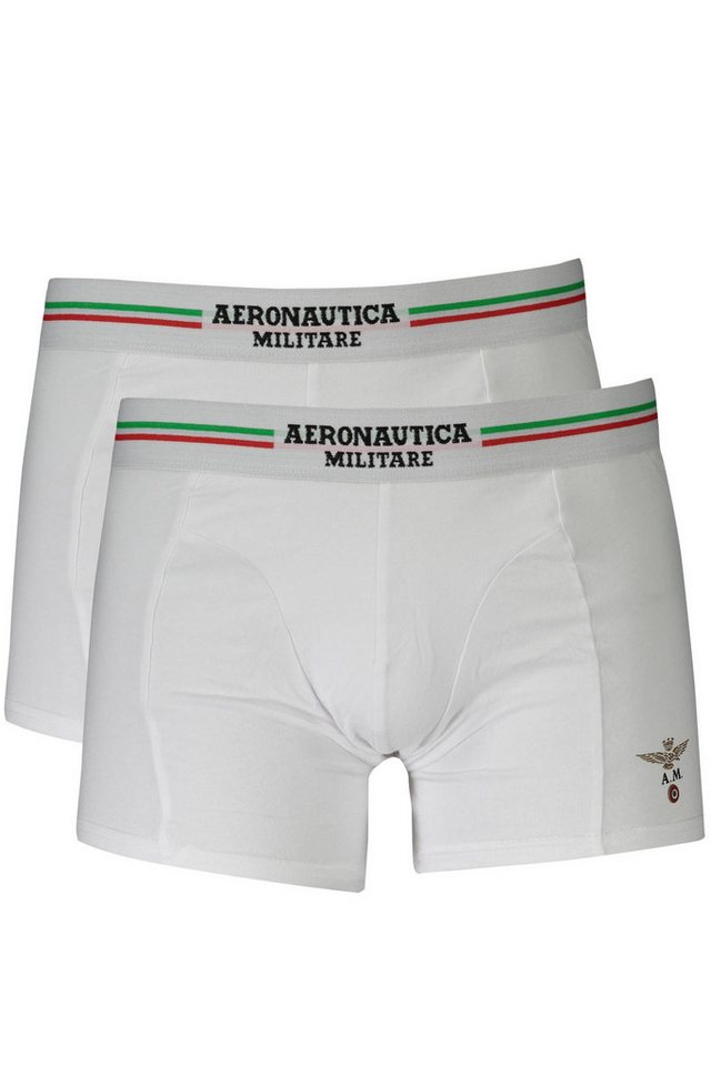 Aeronautica Militare Boxershorts Weiße Herren Boxershorts im Zweierpack mit elastischem Bund und Logo von Aeronautica Militare