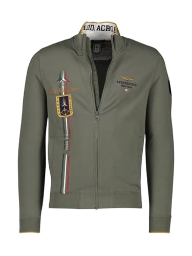 Aeronautica Militare FE1869 Herren Sweatshirt Full-Zip mit dreifarbigem Pfeildruck, grün, M von Aeronautica Militare