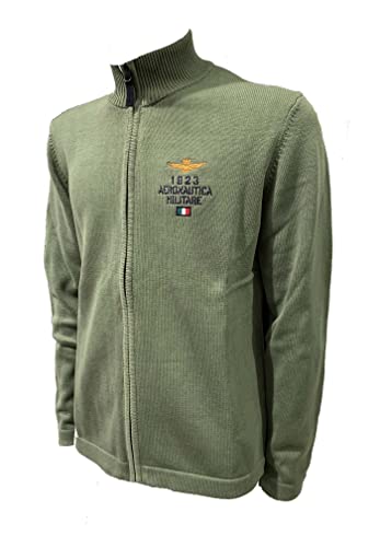 Aeronautica Militare Full-Zip MA1420 Trikot für Herren, Cardigan, Pullover, Sweatshirt, militär-grün, Medium von Aeronautica Militare