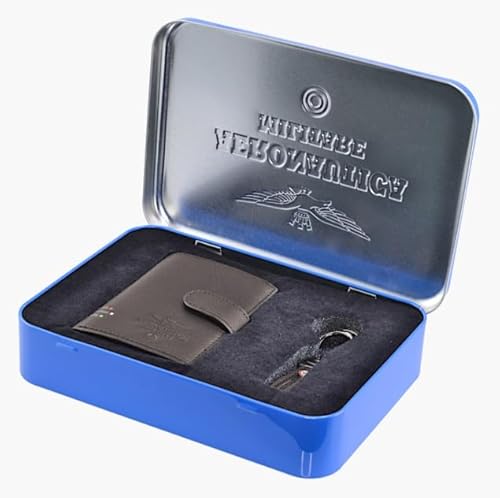 Aeronautica Militare Geschenkset Geldbörse aus Leder + Schlüsselanhänger AM-193 Moro mit Metallbox mit Logo, braun, piccolo, Casual von Aeronautica Militare