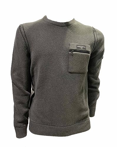 Aeronautica Militare Herren Pullover MA1460 Rundhals Wollmischung Baumwolle, militär-grün, XL von Aeronautica Militare