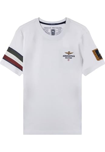 Aeronautica Militare Herren T-Shirt TS2230 weiß Pilot Pfeile dreifarbig, Farbe Weiß., XL von Aeronautica Militare