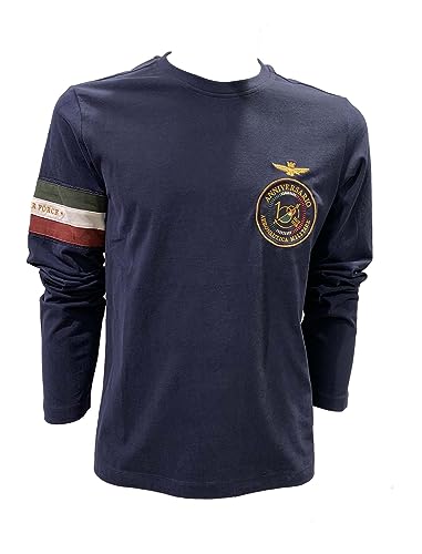 Aeronautica Militare TS2138J Langarm-T-Shirt für Herren, zum 100-jährigen Jubiläum, blau, XXL von Aeronautica Militare