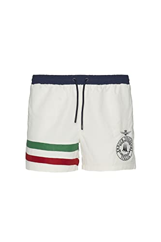 Aeronautica Militare Mare Boxershorts BW213 für Herren, Slip, Shorts, Pool, Tricolori Pfeile, Off White, Medium von Aeronautica Militare