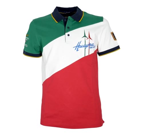 Aeronautica Militare PO1703 Herren-Poloshirt, Piqué, Trikot, T-Shirt, Kurzarm, dreifarbige Pfeile, 90812 Grün-Weiß-Rot, XL von Aeronautica Militare