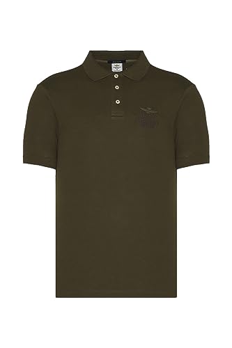 Aeronautica Militare PO1705P Herren-Poloshirt, Piqué, T-Shirt, kurzärmelig, militär-grün, Large von Aeronautica Militare