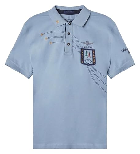 Aeronautica Militare PO1759 Herren-Poloshirt, Piqué, Trikot, T-Shirt, Kurzarm, dreifarbige Pfeile, 21286 Hellblau, XXL von Aeronautica Militare