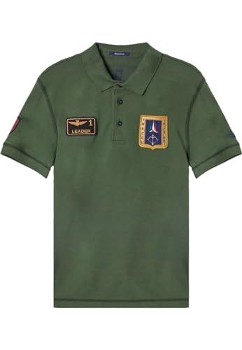 Aeronautica Militare PO1762P Herren-Poloshirt, Piqué, Trikot, T-shirt, kurzärmelig, Pfeile, Trikolori, grün, Large von Aeronautica Militare