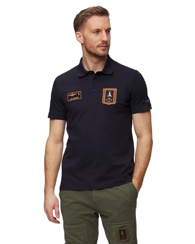 Aeronautica Militare PO1762P Herren-Poloshirt, Piqué, Trikot, T-shirt, kurzärmelig, Pfeile, Trikolori, marineblau, XXL von Aeronautica Militare