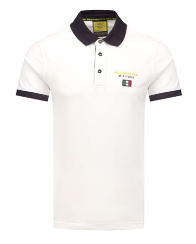 Aeronautica Militare Poloshirt bedruckt auf dem Unterhals Kurzarm Regular Herren 231PO1679P173-73062, weiß, M von Aeronautica Militare