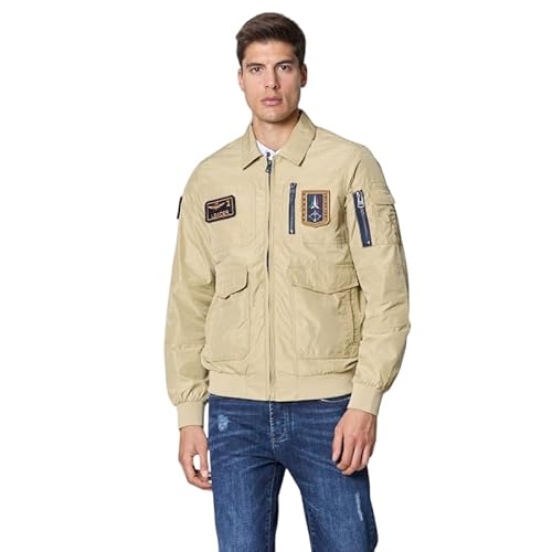 Aeronautica Militare Sommerjacke Pilot AB2071 Jacke mit dreifarbigem Pfeil-Patch, Antilope Beige, 48 von Aeronautica Militare