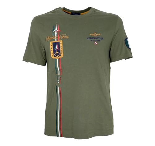 Aeronautica Militare TS2231 T-Shirt für Herren, dreifarbig, kurzärmlig, Farbe: Grün, grün, Large von Aeronautica Militare