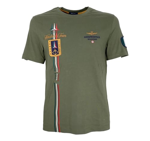 Aeronautica Militare TS2231 T-Shirt für Herren, dreifarbig, kurzärmlig, Farbe: Grün, grün, Medium von Aeronautica Militare