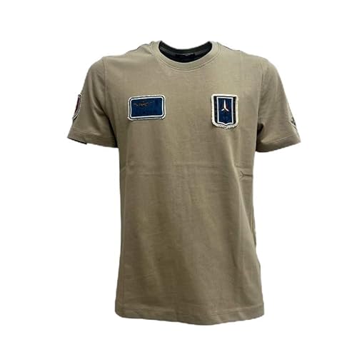 Aeronautica Militare T-Shirt Herren TS2411 Tricolori Pfeile mit Denim-Patch, sand, Large von Aeronautica Militare