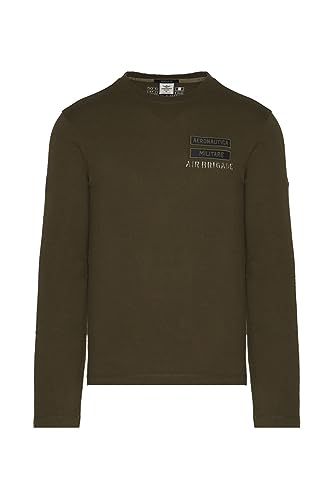 Aeronautica Militare TS2127J Herren T-Shirt Langarm Sweatshirt 46. Luftbrigade, militär-grün, Large von Aeronautica Militare