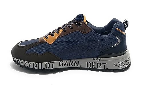 Sneaker Aeronautica Militare running ecosuede/ nylon blu/ brown/ gold U24AR03 232SC214 43 von Aeronautica Militare