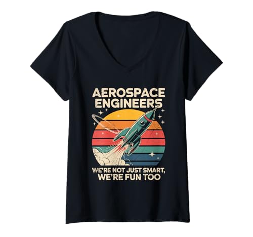 Damen Luft- und Raumfahrtingenieure We're not just smart we 're fun too Retro T-Shirt mit V-Ausschnitt Damen Luft- und Raumfahrtingenieure We're not just smart we 're fun too Retro T-Shirt mit V-Ausschnitt von Aeronautical Engineer Aerospace Engineering