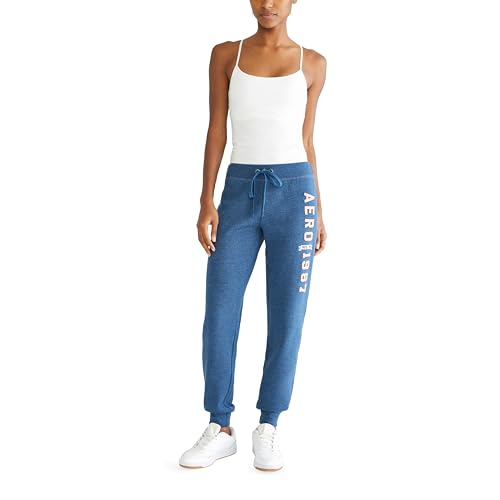 AEROPOSTALE Damen Aero Logo Cinch/Jogger Hose - Arches - 1987, Blau (Insignia Blue), M von AEROPOSTALE