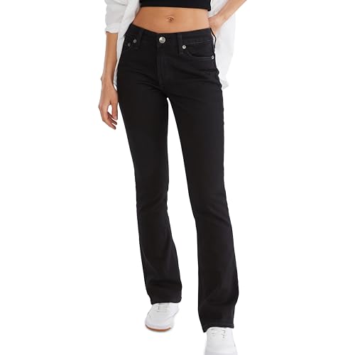 AEROPOSTALE Damen Aero Mid Rise Bootcut Jeans, Schwarz, 42 von AEROPOSTALE