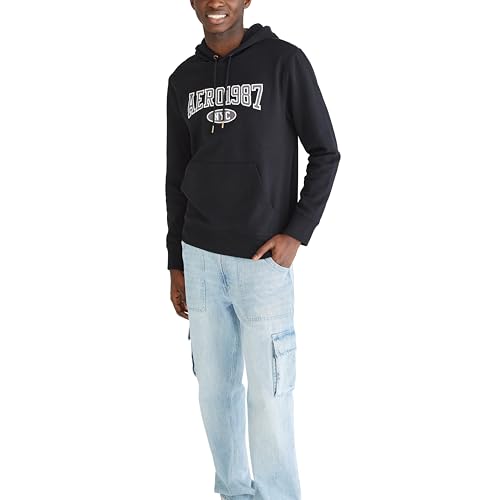 AEROPOSTALE Herren Aero Logo Popover Hoodie-Across Chest Kapuzenpullover, Dunkles Schwarz, XX-Large von AEROPOSTALE