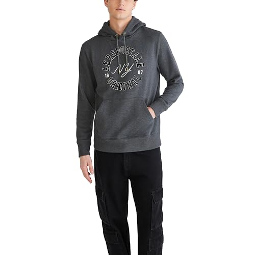 AEROPOSTALE Herren Aero Logo Popover Hoodie-Circle Kapuzenpullover, Anthrazitgrau, X-Large von AEROPOSTALE