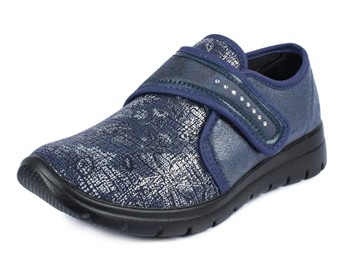 Aerosoft Damen Klett-Halbschuh Stretch 19 Weite G-H Wechselfußbett rutschhemmend (Blau 24, Numeric 39) von Aerosoft