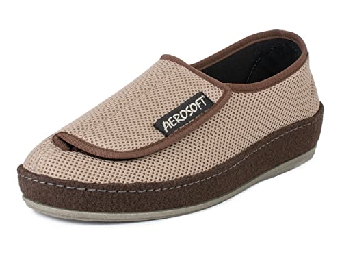 Aerosoft Halbschuh mit Klettverschluss, Gesundheitsschuh für Damen und Herren, ideal als Reha-Schuh, Verbandsschuh, Hausschuh, druckentlastend (Taupe, Numeric_40) von Aerosoft