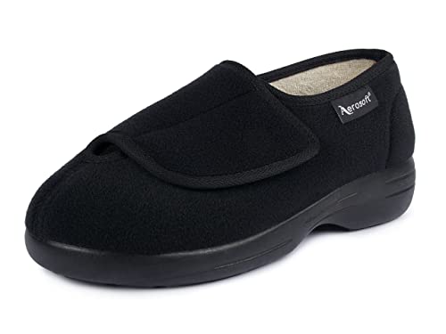 Aerosoft Klett-Halbschuh Stretch 12 Damen Herren Hausschuh Weite G-H Wechselfußbett (Schwarz, eu_footwear_size_system, adult, women, numeric, medium, numeric_36) von Aerosoft