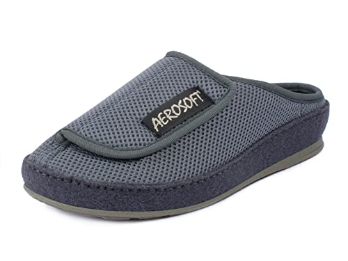 Aerosoft Pantolette mit Klettverschluss, Gesundheitsschuh für Damen und Herren, ideal als Reha-Schuh, Verbandsschuh, Hausschuh, druckentlastend (Grau, Numeric_37) von Aerosoft