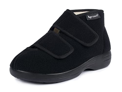 Aerosoft Klett-Stiefel Stretch 13 Damen Herren Hausschuh Weite G-H Wechselfußbett (Schwarz, 44) von Aerosoft