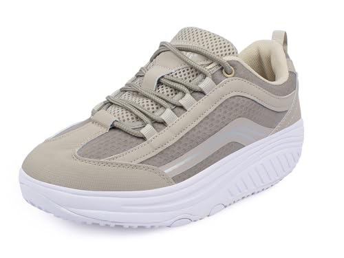 Aerosoft Walker Komfort Schnürschuh Damen Herren Memory Foam Wechselfußbett (Beige, EU Schuhgrößensystem, Erwachsene, Damen, Numerisch, M, 40) von Aerosoft