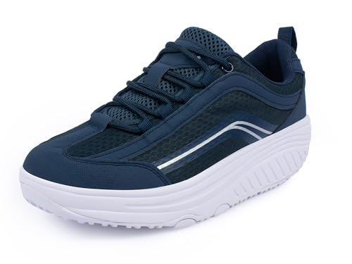 Aerosoft Walker Komfort Schnürschuh Damen Herren Memory Foam Wechselfußbett (Marine, EU Schuhgrößensystem, Erwachsene, Herren, Numerisch, M, 44) von Aerosoft