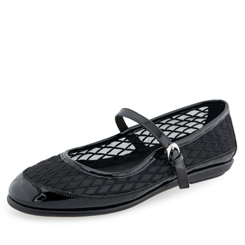 Aerosoles Damen Baylee Mary Jane Schuh, Schwarzes Netzgewebe/Kunstleder, 39 EU Weit von Aerosoles