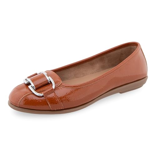 Aerosoles Bentley Ballerinas für Damen, Hellbraunes gekräuseltes Kunstleder, 39.5 EU von Aerosoles