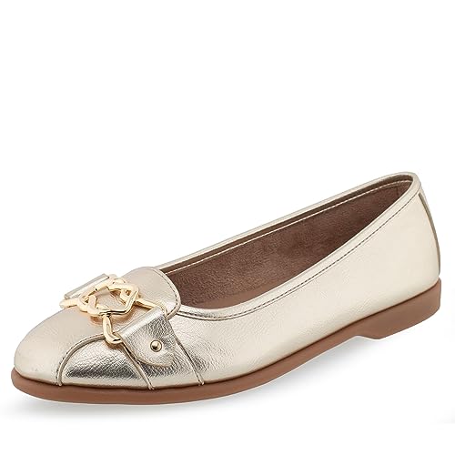 Aerosoles Damen Bia Ballerinas, Weiches goldfarbenes Polyurethan, 39 EU Weit Aerosoles Damen Bia Ballerinas, Weiches goldfarbenes Polyurethan, 39 EU Weit von Aerosoles