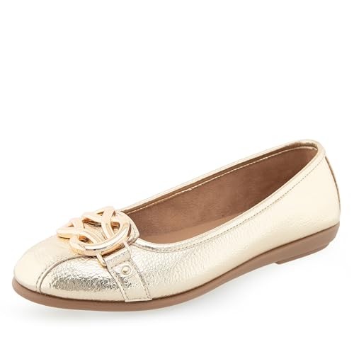 Aerosoles Damen Big Bet Ballerinas, Weiches goldfarbenes Polyurethan, 38 EU von Aerosoles