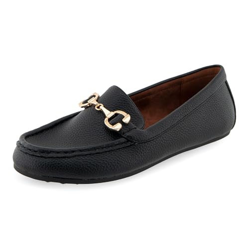 Aerosoles Damen Dallas Slipper, Schwarzes genarbtes Kunstleder, 41.5 EU Weit von Aerosoles