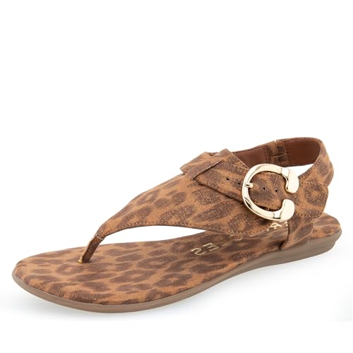 Aerosoles Damen Isa Flache Sandale, Leopard Metallic Faux Suede, 35.5 EU von Aerosoles